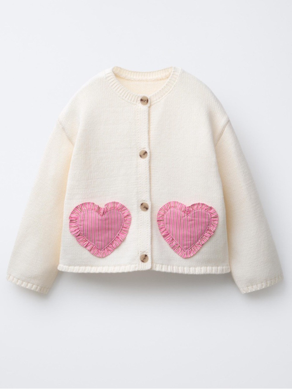 Zara Kids Cream Cardigan with Heart Pockets